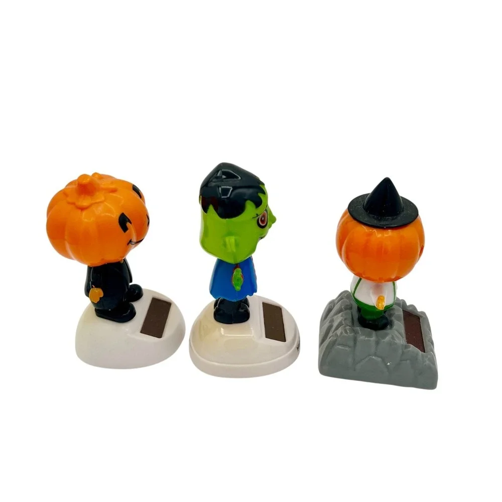 Halloween Lot Of 3 Solar Wigglers Dancing Pumpkin, Frankenstein, Jack O‎ Lantern